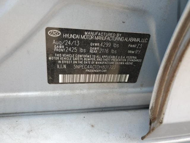 Photo 11 VIN: 5NPEC4AC1DH801722 - HYUNDAI SONATA SE 