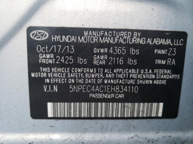 Photo 9 VIN: 5NPEC4AC1EH834110 - HYUNDAI SONATA SE 