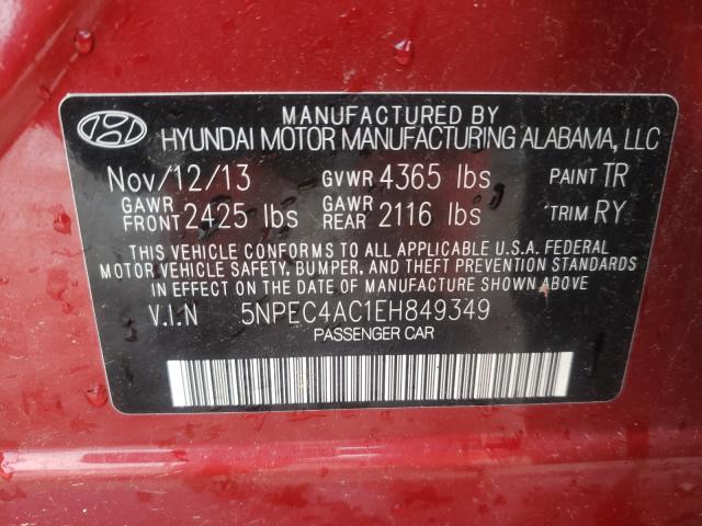 Photo 9 VIN: 5NPEC4AC1EH849349 - HYUNDAI SONATA SE 