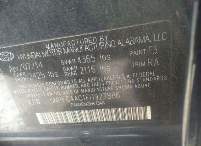 Photo 8 VIN: 5NPEC4AC1EH927886 - HYUNDAI SONATA 