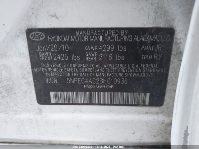 Photo 8 VIN: 5NPEC4AC2BH010936 - HYUNDAI SONATA 