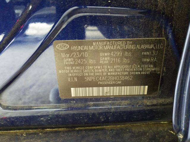 Photo 9 VIN: 5NPEC4AC2BH038462 - HYUNDAI SONATA SE 