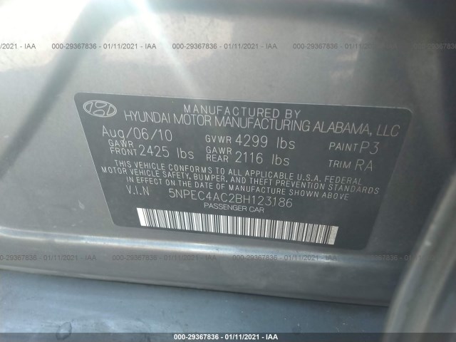 Photo 8 VIN: 5NPEC4AC2BH123186 - HYUNDAI SONATA 