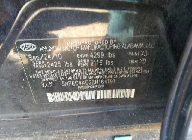 Photo 8 VIN: 5NPEC4AC2BH164191 - HYUNDAI SONATA 