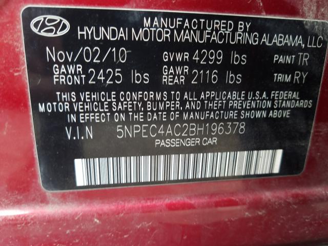 Photo 9 VIN: 5NPEC4AC2BH196378 - HYUNDAI SONATA SE 