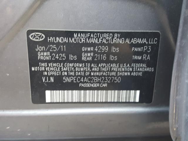 Photo 9 VIN: 5NPEC4AC2BH232750 - HYUNDAI SONATA SE 