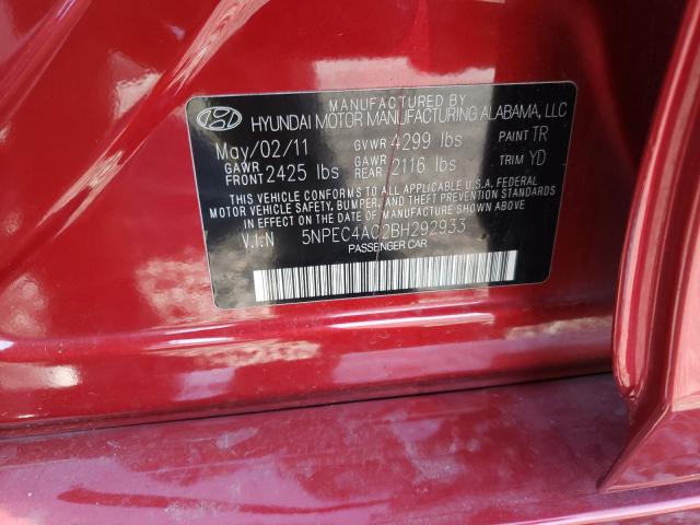 Photo 9 VIN: 5NPEC4AC2BH292933 - HYUNDAI SONATA SE 