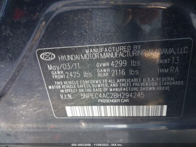 Photo 8 VIN: 5NPEC4AC2BH294245 - HYUNDAI SONATA 