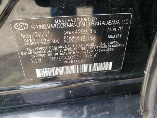 Photo 11 VIN: 5NPEC4AC2BH307558 - HYUNDAI SONATA SE 