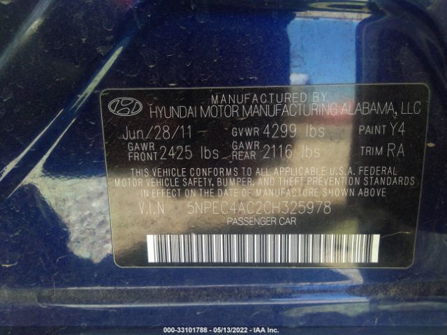 Photo 8 VIN: 5NPEC4AC2CH325978 - HYUNDAI SONATA 