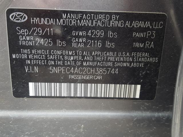 Photo 9 VIN: 5NPEC4AC2CH385744 - HYUNDAI SONATA SE 