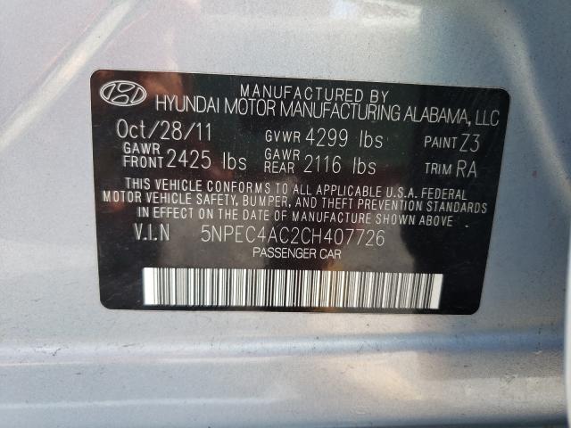 Photo 9 VIN: 5NPEC4AC2CH407726 - HYUNDAI SONATA SE 