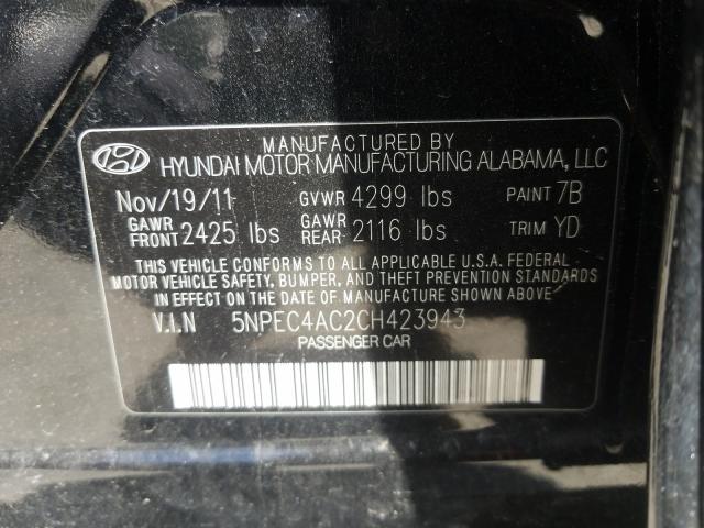 Photo 9 VIN: 5NPEC4AC2CH423943 - HYUNDAI SONATA SE 