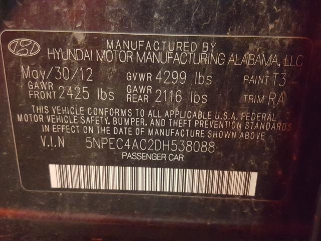 Photo 9 VIN: 5NPEC4AC2DH538088 - HYUNDAI SONATA SE 