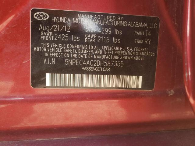 Photo 9 VIN: 5NPEC4AC2DH587355 - HYUNDAI SONATA SE 