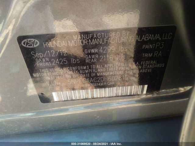 Photo 8 VIN: 5NPEC4AC2DH602615 - HYUNDAI SONATA 