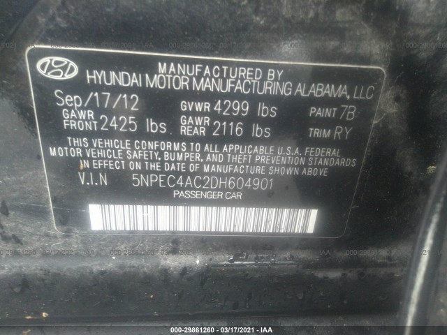 Photo 8 VIN: 5NPEC4AC2DH604901 - HYUNDAI SONATA 