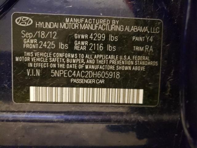 Photo 9 VIN: 5NPEC4AC2DH605918 - HYUNDAI SONATA SE 