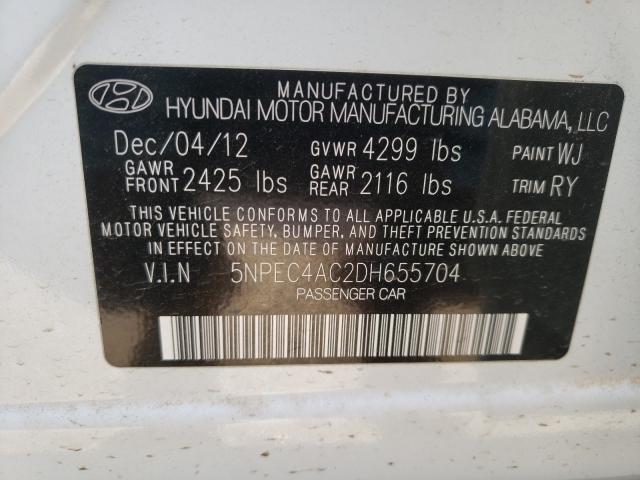 Photo 9 VIN: 5NPEC4AC2DH655704 - HYUNDAI SONATA SE 