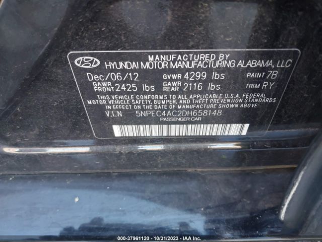 Photo 8 VIN: 5NPEC4AC2DH658148 - HYUNDAI SONATA 