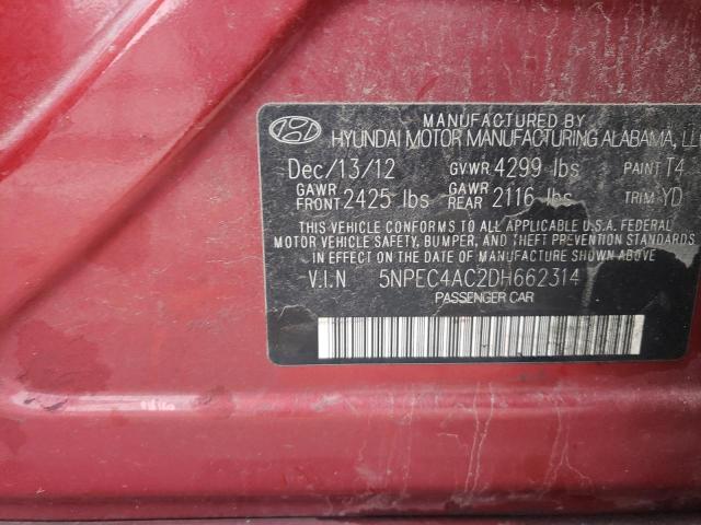 Photo 11 VIN: 5NPEC4AC2DH662314 - HYUNDAI SONATA SE 