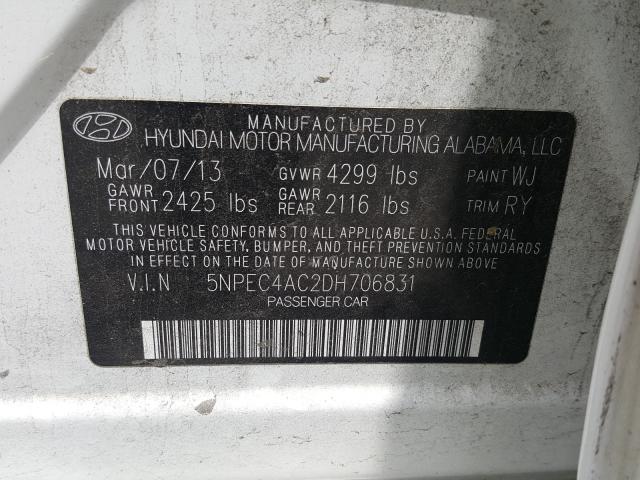 Photo 9 VIN: 5NPEC4AC2DH706831 - HYUNDAI SONATA SE 