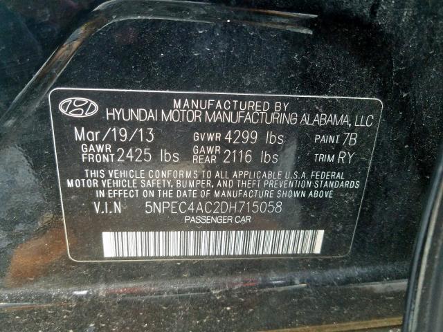 Photo 9 VIN: 5NPEC4AC2DH715058 - HYUNDAI SONATA SE 