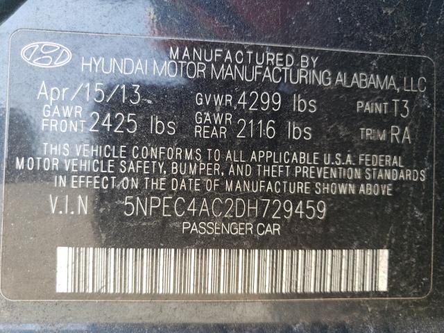 Photo 9 VIN: 5NPEC4AC2DH729459 - HYUNDAI SONATA SE 