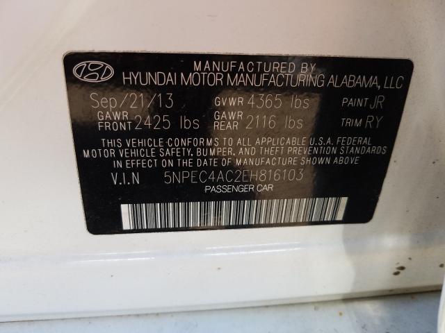 Photo 9 VIN: 5NPEC4AC2EH816103 - HYUNDAI SONATA SE 