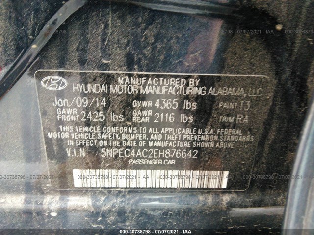 Photo 8 VIN: 5NPEC4AC2EH876642 - HYUNDAI SONATA 