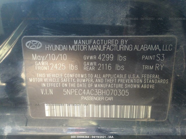 Photo 8 VIN: 5NPEC4AC3BH070305 - HYUNDAI SONATA 