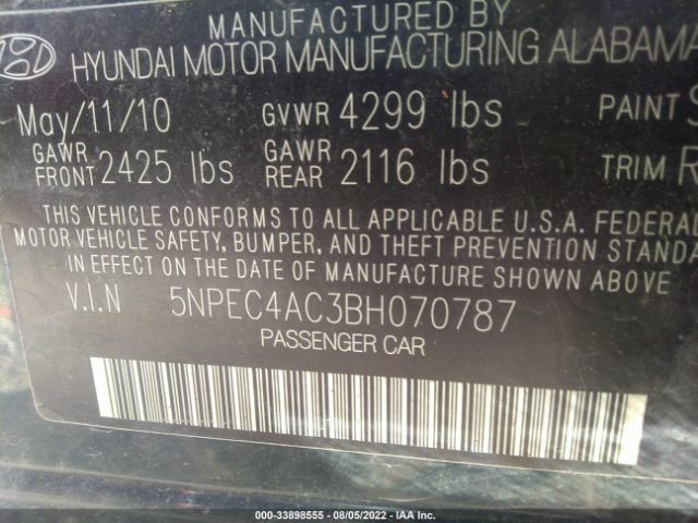 Photo 8 VIN: 5NPEC4AC3BH070787 - HYUNDAI SONATA 