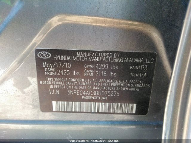 Photo 8 VIN: 5NPEC4AC3BH075276 - HYUNDAI SONATA 