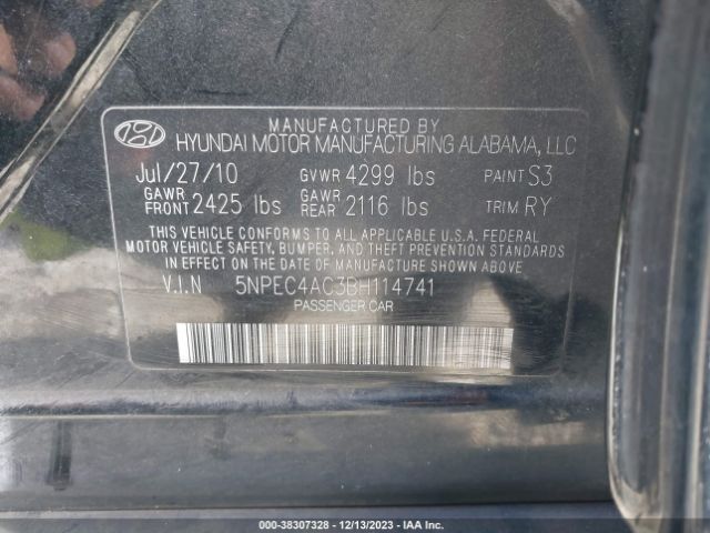 Photo 8 VIN: 5NPEC4AC3BH114741 - HYUNDAI SONATA 