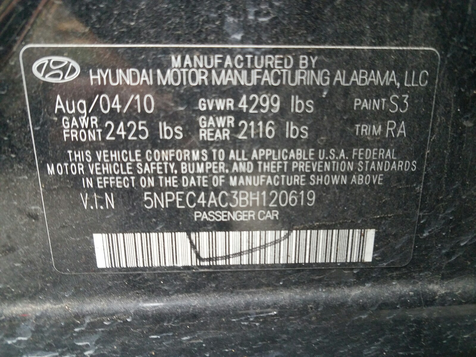 Photo 9 VIN: 5NPEC4AC3BH120619 - HYUNDAI SONATA SE 