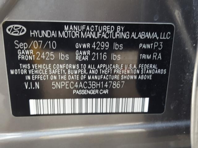 Photo 9 VIN: 5NPEC4AC3BH147867 - HYUNDAI SONATA 