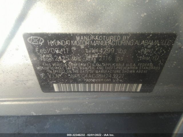 Photo 8 VIN: 5NPEC4AC3BH243921 - HYUNDAI SONATA 