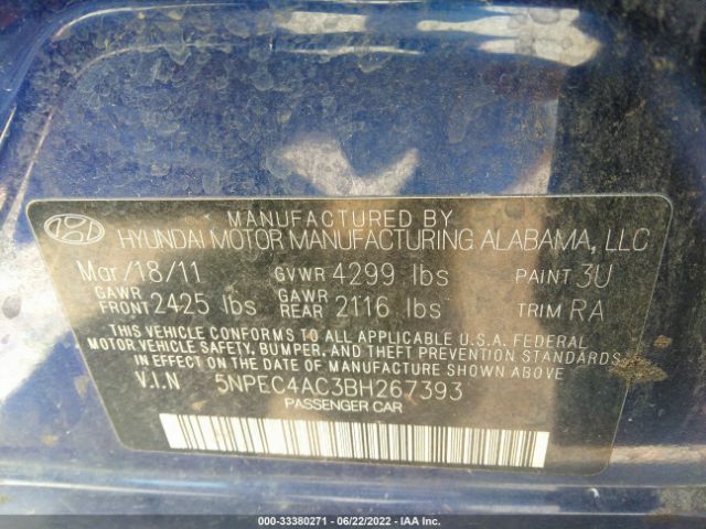 Photo 8 VIN: 5NPEC4AC3BH267393 - HYUNDAI SONATA 