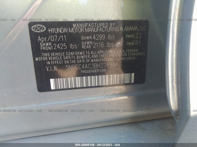 Photo 8 VIN: 5NPEC4AC3BH278944 - HYUNDAI SONATA 