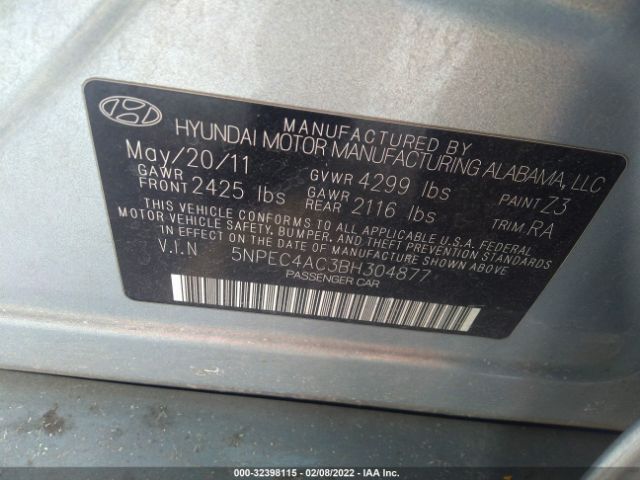 Photo 8 VIN: 5NPEC4AC3BH304877 - HYUNDAI SONATA 