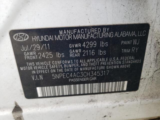 Photo 11 VIN: 5NPEC4AC3CH345317 - HYUNDAI SONATA 