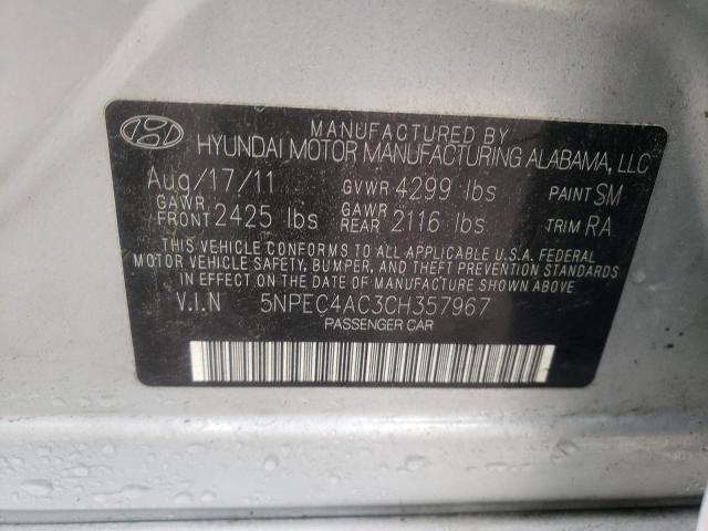 Photo 9 VIN: 5NPEC4AC3CH357967 - HYUNDAI SONATA SE 