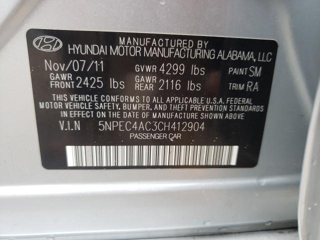 Photo 9 VIN: 5NPEC4AC3CH412904 - HYUNDAI SONATA 