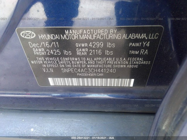 Photo 8 VIN: 5NPEC4AC3CH441240 - HYUNDAI SONATA 