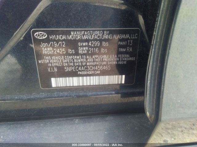 Photo 8 VIN: 5NPEC4AC3CH456465 - HYUNDAI SONATA 