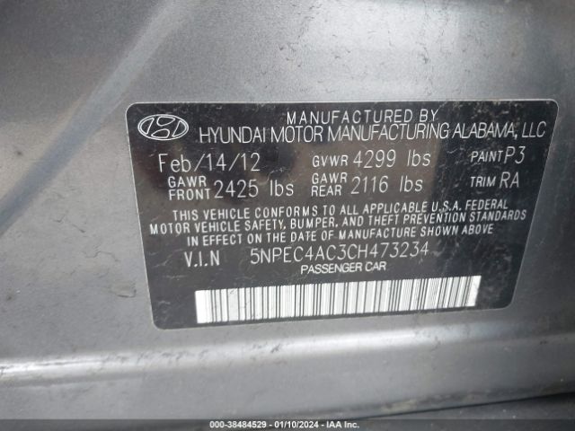 Photo 8 VIN: 5NPEC4AC3CH473234 - HYUNDAI SONATA 