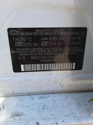 Photo 9 VIN: 5NPEC4AC3CH474707 - HYUNDAI SONATA SE 