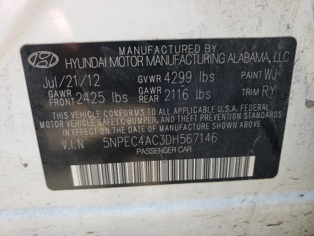 Photo 9 VIN: 5NPEC4AC3DH567146 - HYUNDAI SONATA SE 