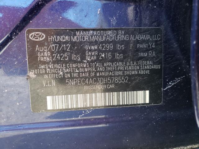 Photo 9 VIN: 5NPEC4AC3DH578552 - HYUNDAI SONATA SE 