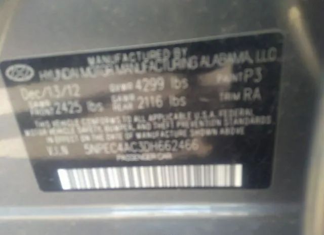 Photo 8 VIN: 5NPEC4AC3DH662466 - HYUNDAI SONATA 